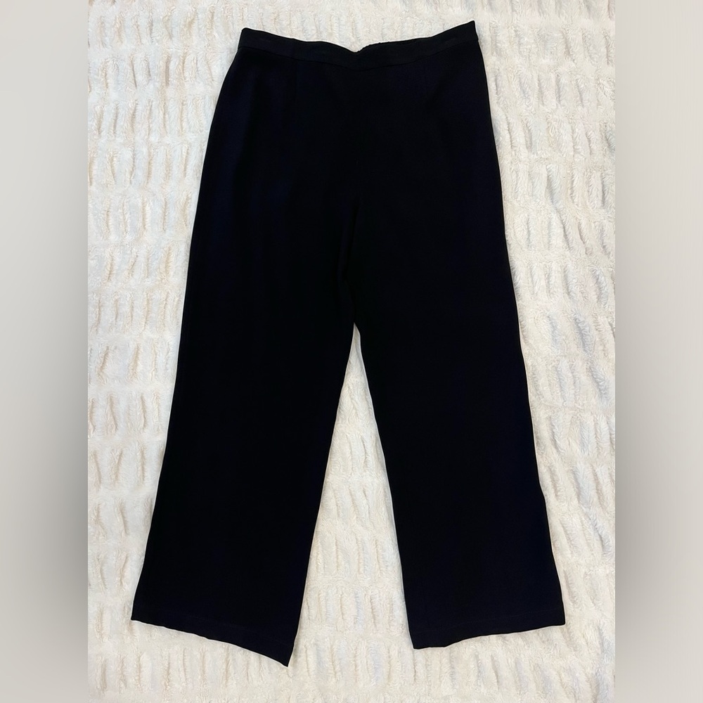 St John Collection Wide Leg Side Zip Flowy‎ Black Pants Size 12
